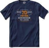 70 Jaar vintage legend - Verjaardag cadeau - Kado tip - T-Shirt - Heren - Navy Blue - Maat S