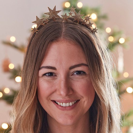 Ginger Ray Ginger Ray Gold Christmas Tiara met sterren bol