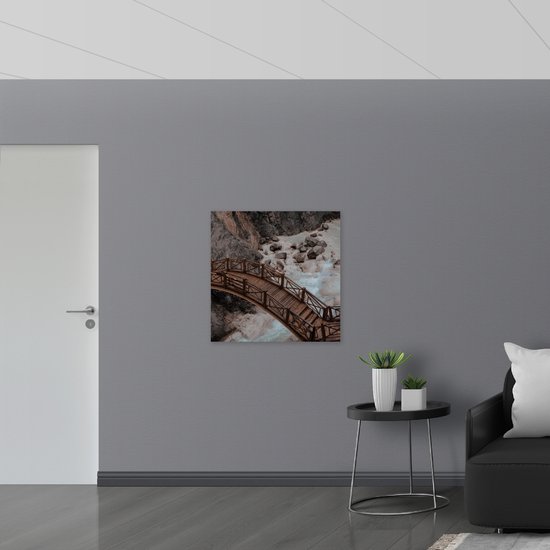 WallClassics - Poster (Mat) - Pont en bois sur rivière - Photo 80x80 cm sur papier poster mat