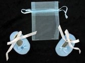 24 x babyschoentjes blauw met geschenkzakje | origineel kraamcadeau | bedankje | 3D | babyshower | geschenk | weggeefgeschenk | themafeest