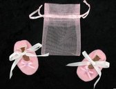 24 x babyschoentjes roze met geschenkzakje | origineel kraamcadeau | bedankje | 3D | babyshower | geschenk | weggeefgeschenk | themafeest