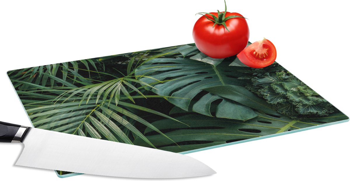 Glazen Snijplank - 28x20 - Planten - Jungle - Bladeren - Tropisch - Snijplanken Glas