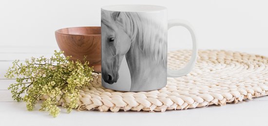 Mug - Mug à café - Cheval - Animaux - Portrait - Wit - Mugs - 350 ML - Tasse - Mugs à café - Mug à thé - Décoration Sinterklaas - Distribution de cadeaux pour enfants - Cadeaux chaussures Sinterklaas