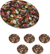 Sous- Sous-verres pour verres - Ronds - Fleurs - Papillon - Motif - 10x10 cm - 6 pièces