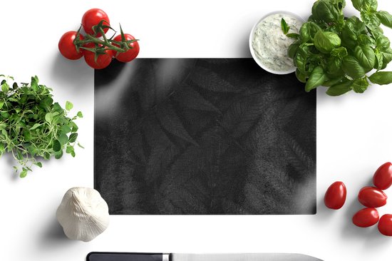 Planche à découper en Verres - 28x20 - Feuilles - Zwart - Wit - Plantes - Botanique - Planches à découper en Glas