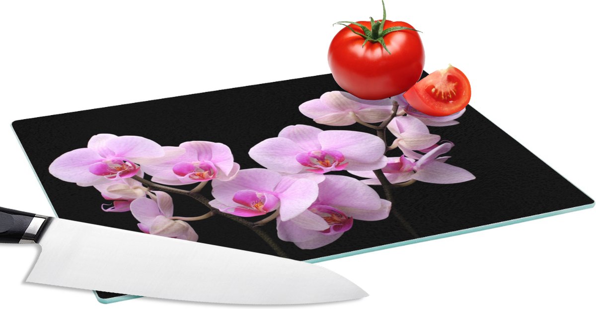 Glazen Snijplank - 28x20 - Orchidee - Bloemen - Roze - Flora - Snijplanken Glas