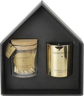 Golden Delight Gift box lucifers i/glas & kaars goud-L7,5B21,5H25CM