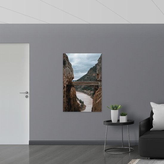 WallClassics - Bois - Chemin de randonnée Caminito del Rey - 80 x 120 cm - Épaisseur 12 mm - Photo sur bois (avec système de suspension)