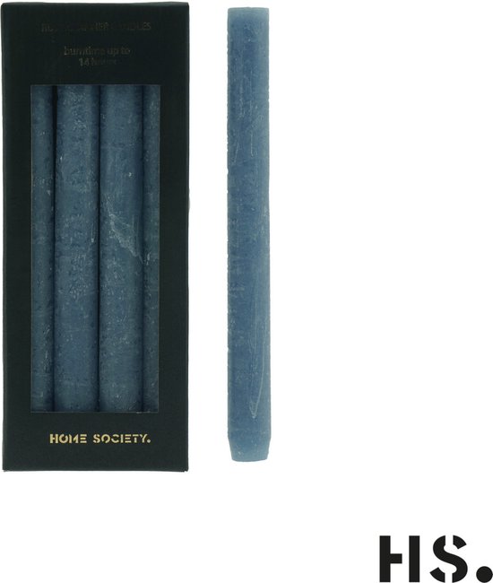 Home Society Dinerkaarsen - Azuur Blauw - 4 stuks - 2.5 x 25 cm -14 branduren