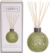 Geurstokjes - Woodbridge - Diffuser - Lege Glazen Geur Verspreider met 50 rotan stokjes (Groen)