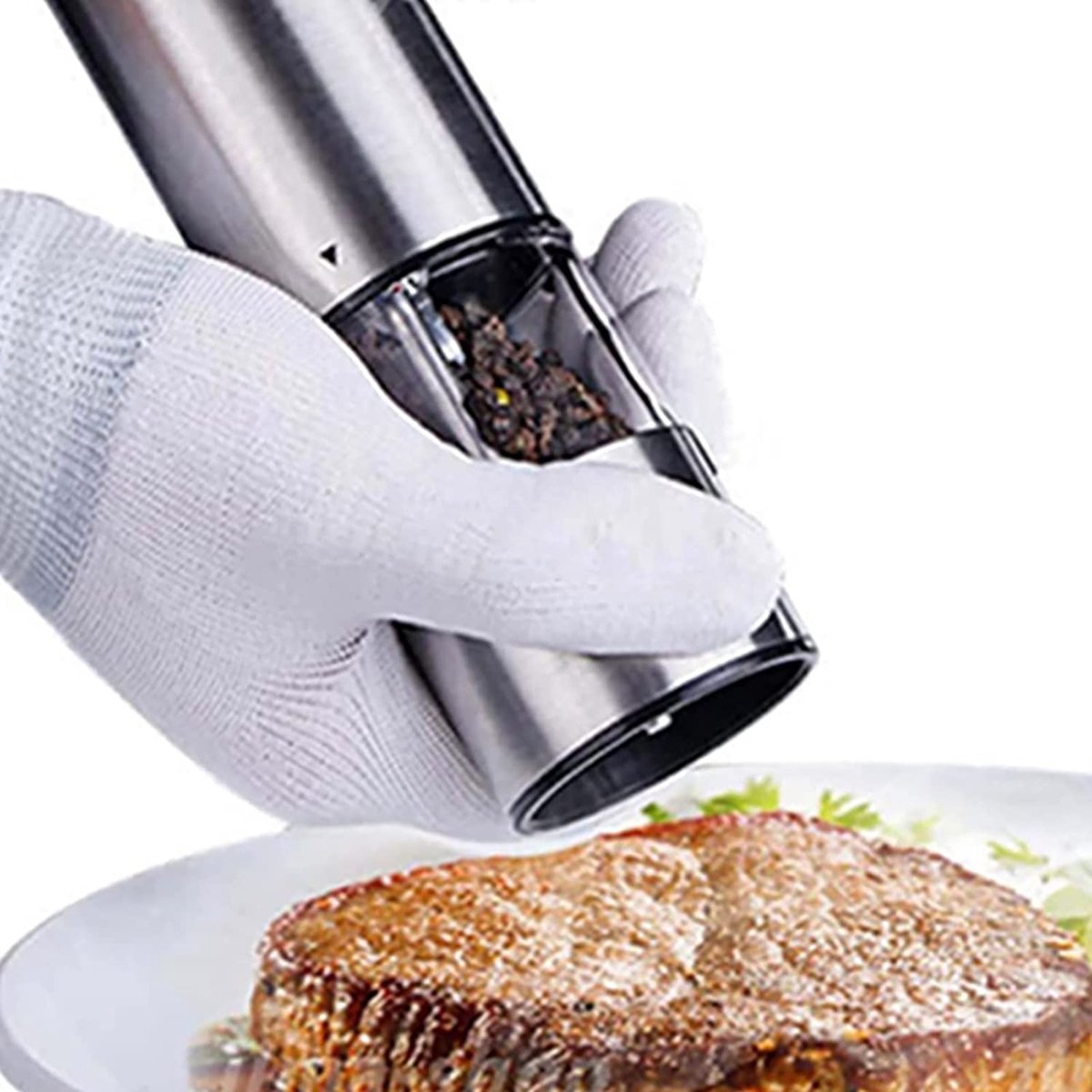 Lot De 2 Moulins à Poivre Et Sel Professionnels Avec Capuchon En Acier Inoxydable Brossé, Lames En Céramique, épaisseur Réglable, Corps En Verre Haut Rechargeable Avec Capacité De 170 Ml