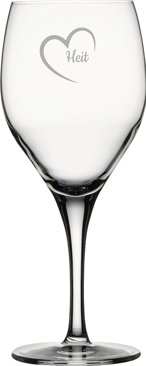 Gegraveerde witte wijnglas 34cl Heit mei hert