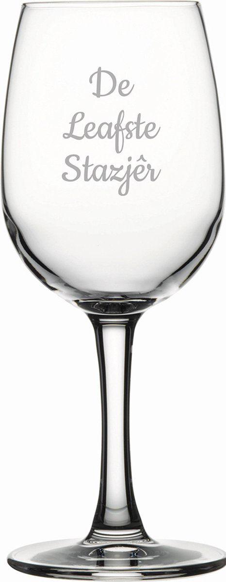 Gegraveerde witte wijnglas 26cl De Leafste Stazjêr