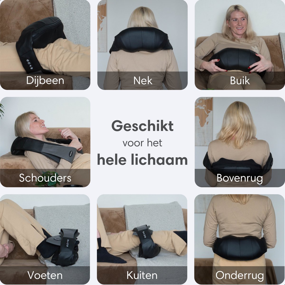 Afbeelding 3 van Lifeproducts Shiatsu Massagekussen - Elektrisch Nekmassage Apparaat - Massage Apparaten - Nek en Schouder Massage Apparaat - Massageapparaten met Infrarood Verwarming - Massagekussens