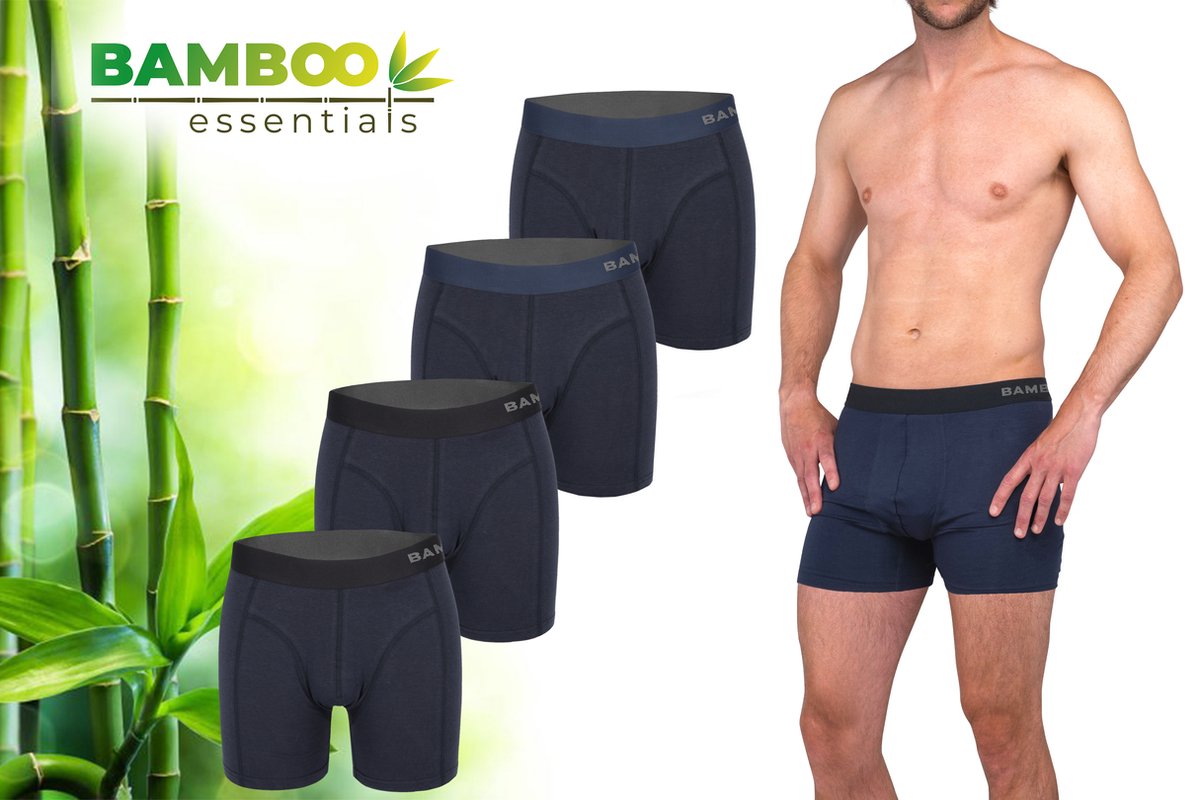Bamboo Essentials - Boxershort Heren - Bamboe - 4 Stuks - Navy - XL - Ondergoed Heren - Heren Ondergoed - Boxer - Bamboe Boxershorts Voor Mannen