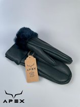 Apex Gloves Leren Dames Handschoenen - Premium kwaliteit %100 Schapenleer - DiepBlauw - Winter - Extra warm - Maat XS