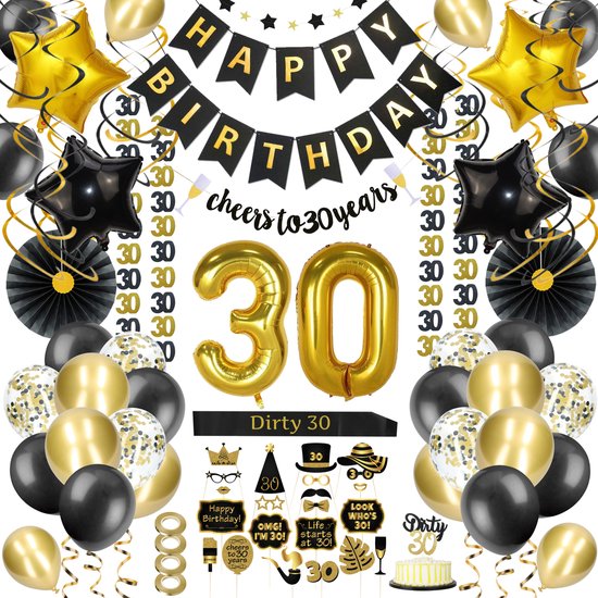 Slip schoenen Adelaide Aandringen Partizzle 30 Jaar Feest Verjaardag Versiering Set - Happy Birthday Slinger  & Ballonnen... | bol.com
