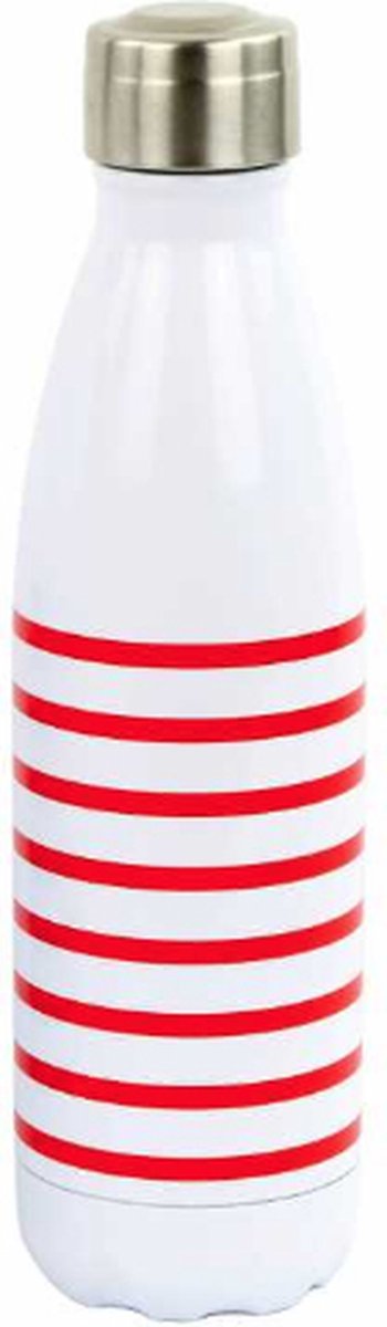 YK Design Matroos geïsoleerde fles - Rood / Wit - 500 ml - 12u warm / 24u koud - RVS