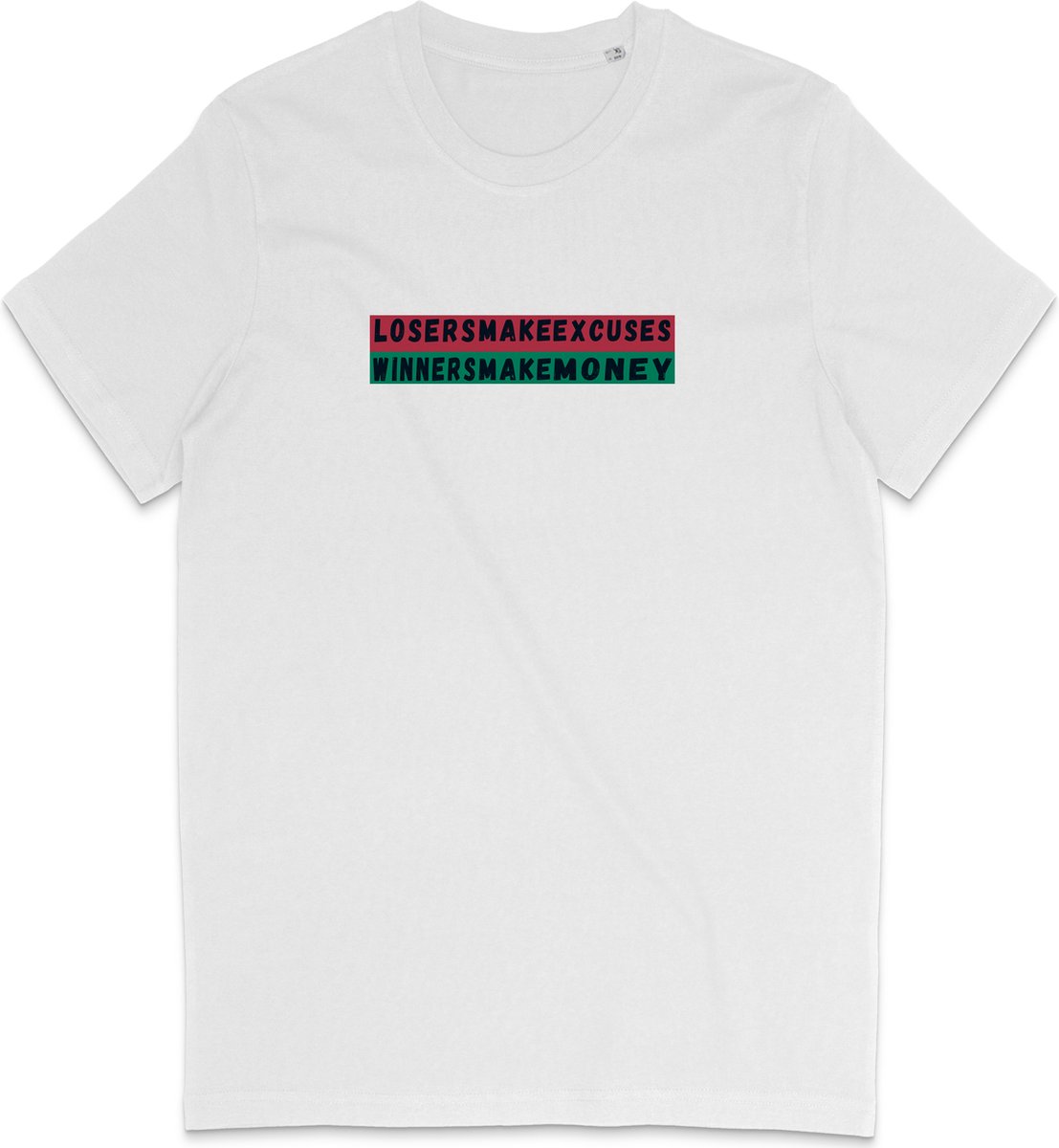 T Shirt Heren - Gezegde Winnaars Maken Geld - Wit - Maat S