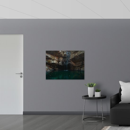 WallClassics - Poster brillant – Petite cascade entre pierres - 100 x 75 cm Photo sur papier poster avec finition brillante