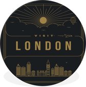 WallCircle - Wandcirkel - Muurcirkel - Stadsaanzicht London - zwart - Aluminium - Dibond - ⌀ 140 cm - Binnen en Buiten