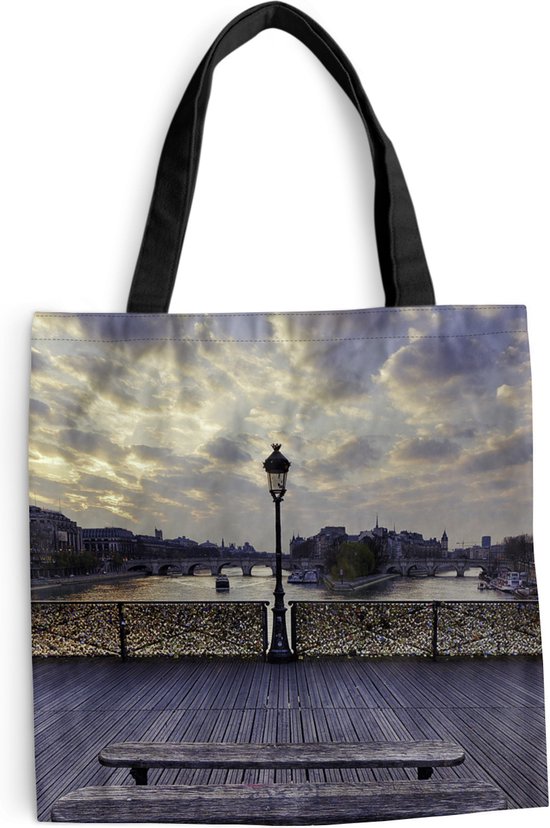 MuchoWow® Sac bandoulière - Sac de plage - Big Shopper - Sac shopping - Etang des arts à Paris - 40x40 cm - Sac en coton
