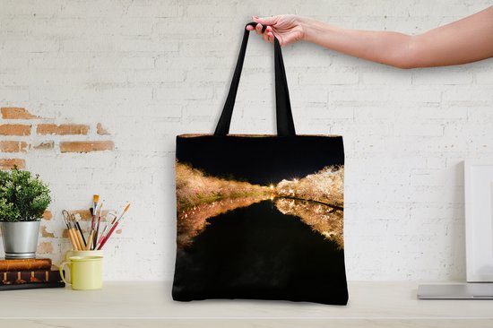 MuchoWow® Sac bandoulière - Sac de plage - Big Shopper - Sac shopping - Cerisier - Fleur - Léger - 40x40 cm - Sac en coton