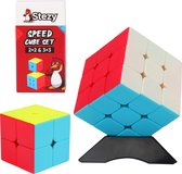 Stezy - Speed Cube Set - 3x3 en 2x2 - Rubiks Cube - Magic Cube - Breinbreker - Met Cube Standaard