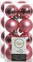 32x stuks kunststof kerstballen lippenstift roze 4 cm - Mat/glans - Onbreekbare plastic kerstballen
