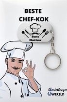Beste Chefkok Sleutelhanger inclusief kaart – Chefkok cadeau – beste Chefkok- Leuk kado voor je Chefkok om te geven - 2.9 x 5.4CM