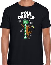 Bellatio Decorations Foute humor Kerst t-shirt - paaldanser rendier - heren - zwart XXL