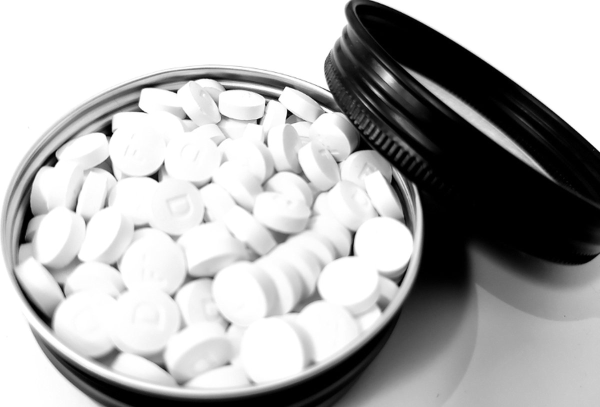 Denttabs tandpasta tabletten met fluor in bewaarblik - 200 st