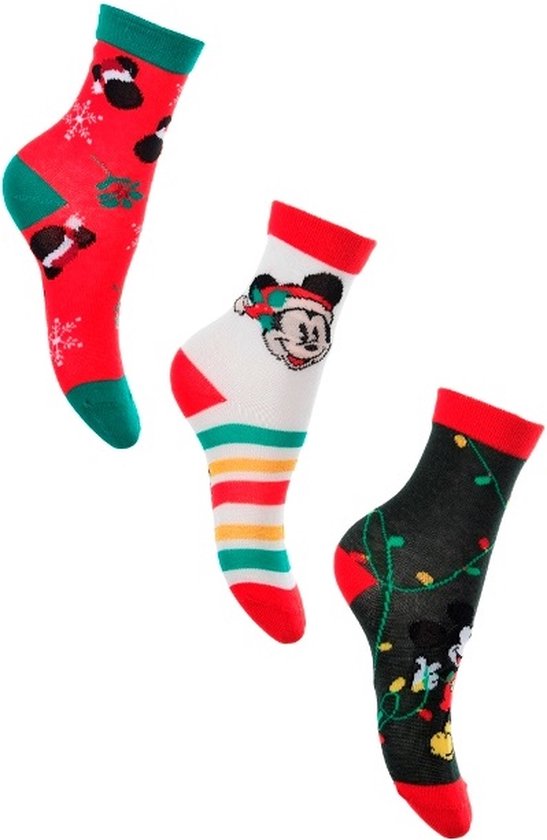 Mickey Mouse - Chaussettes Mickey Mouse - Noël - 3 paires - taille 23-26