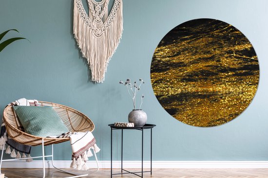 Cercle mural - Aluminium - Marbre - Or - Zwart - Glitter - ⌀ 120 cm XXL