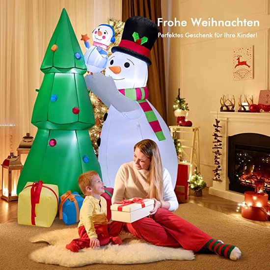 Sapin De Noël Gonflable Acemall 180 Cm – Père Noël Multicolore LED – Int/Ext