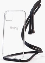 Hendy telefoonhoesje met koord - Classic - Full Black  - iPhone 12 Mini
