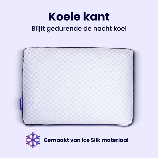 Wit kussen met blauw honingraatpatroon. Gemaakt van Ice Silk materiaal.