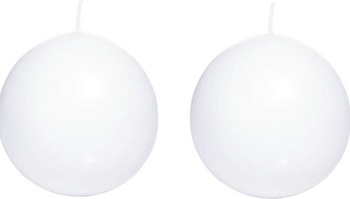 Trend Candles Bolkaars glad - 2x - wit - 8 cm - 25 branduren - ronde kaarsen