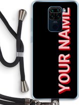 Gepersonaliseerd - Case Company® - Hoesje met koord geschikt voor Xiaomi Redmi Note 9 hoesje met Koord - Namecase - Telefoonhoesje met Zwart Koord - Bescherming aan alle Kanten en Over de Schermrand