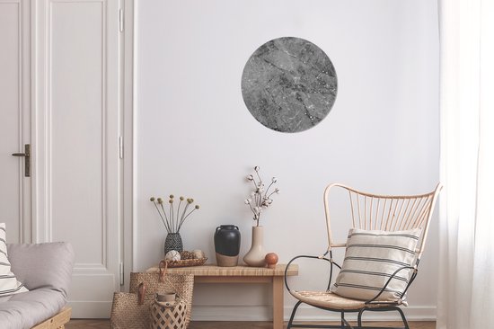 Cercle mural - Aluminium - Marbre - Grijs - Wit - ⌀ 30 cm
