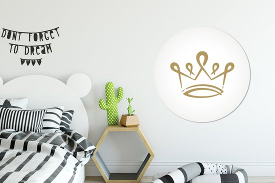 Illustration couronne dorée cercle mural aluminium - ⌀ 90 cm - peinture ronde - tirage photo sur aluminium / dibond / cercle mural / cercle vivant / cercle jardin (décoration murale)