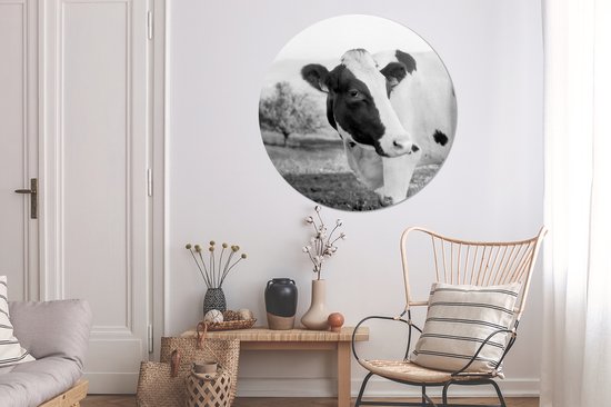 Portrait de vache Cercle mural aluminium ⌀ 120 cm - Tirage photo sur cercle mural / cercle vivant / cercle de jardin (décoration murale) XXL / Groot format!