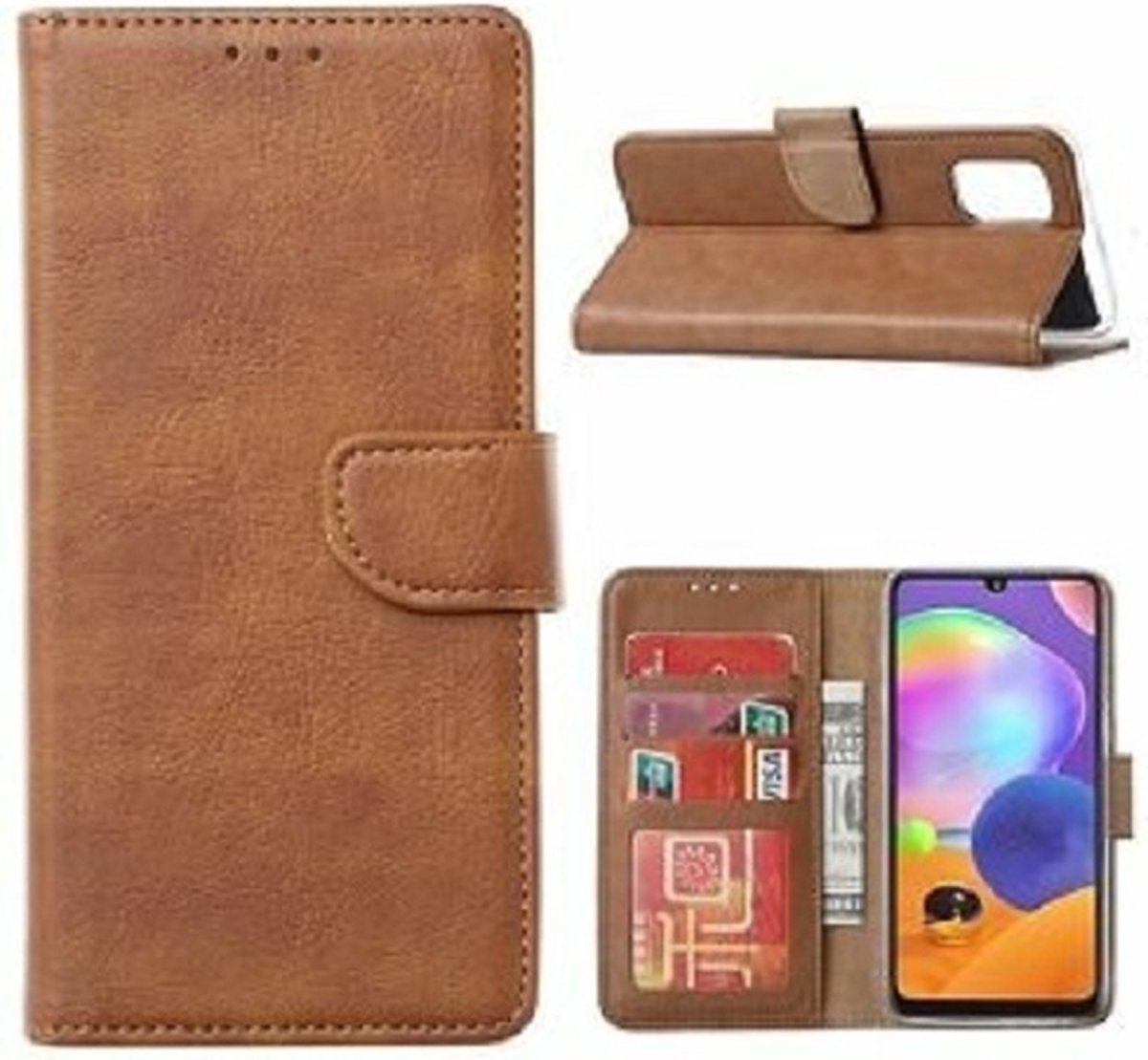 Samsung Note 20 Hoesje Met Pasjeshouder Bookcase Bruin