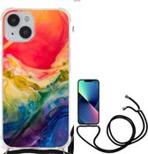 Shockproof Case Geschikt voor iPhone 14 Telefoonhoesje Valbescherming met transparante rand Watercolor Dark