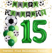 Cijfer Ballon 15 Jaar - Voetbal Ballonnen - Snoes - Pluspakket - set van 12 Sport Voetbalfan Voetbal Jongen/Meisje - Sportieve - Voetbal Vrouwen Mannen - Kinderfeestje - Verjaardag - Helium Ballon nummer 15