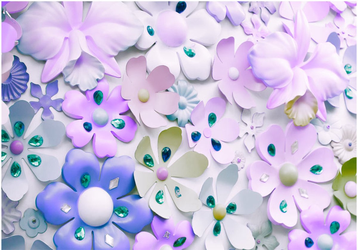 Fotobehangkoning - Behang - Vliesbehang - Fotobehang Kinder Bloemen - Purple Sweetness - 400 x 280 cm