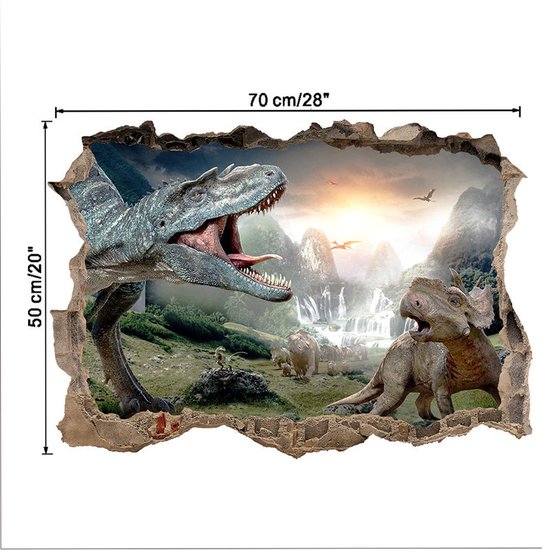 Dinosaurus Muur, - vloersticker - 70 x 50 cm - dinosaurussen - dino - kinderkamer