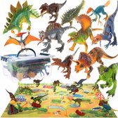 Ariko groot dinosaurus park set - speelmat - opbergdoos - 11 dinosaurussen - 4 bomen - nest met eieren