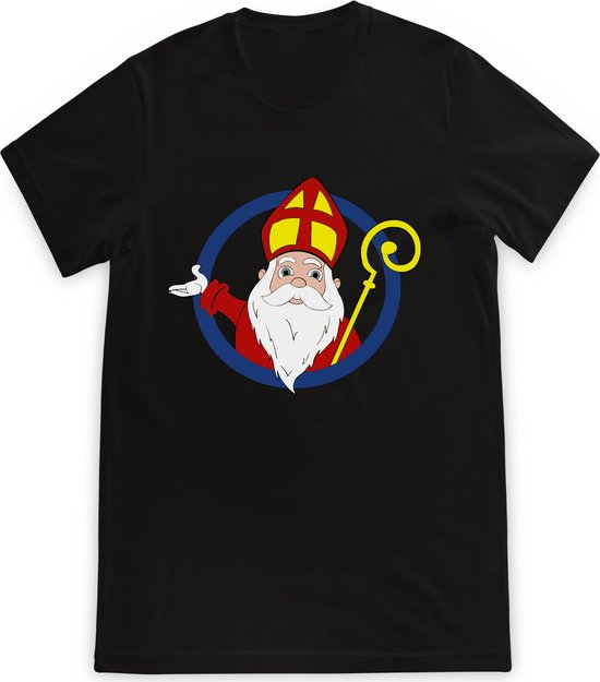 T Shirt Meisjes Jongens - Sinterklaas - Zwart - Maat 152