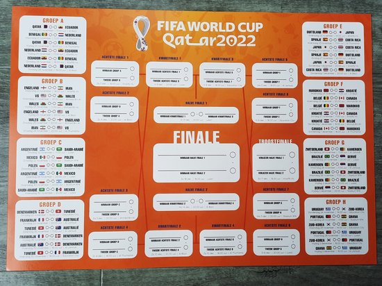 Poster WK speelschema 2022 - Oranje - A3 formaat - 42x30 cm - WK voetbal  Qatar -... | bol.com